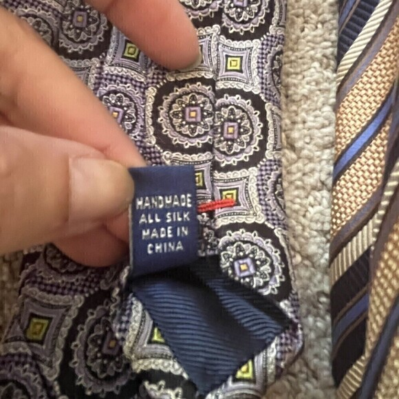 Michael Kors Mens Silk Neckties Blue Gold Striped Classic Modern Rep Lot 4x - Picture 10 of 11